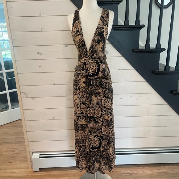 033 By Anthropologie Twist Back Bohemian Brushed Jersey Maxi Dress Size Small - Picture 11 of 12